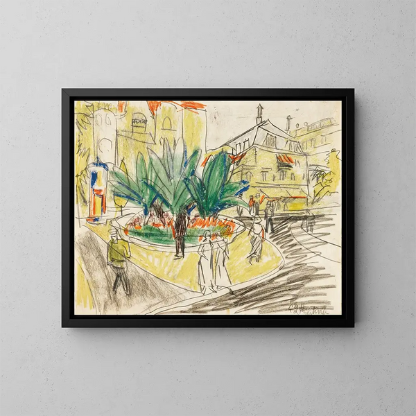 The grove at Albertplatz in Dresden - Ernst Ludwig Kirchner — framed artwork on a wall