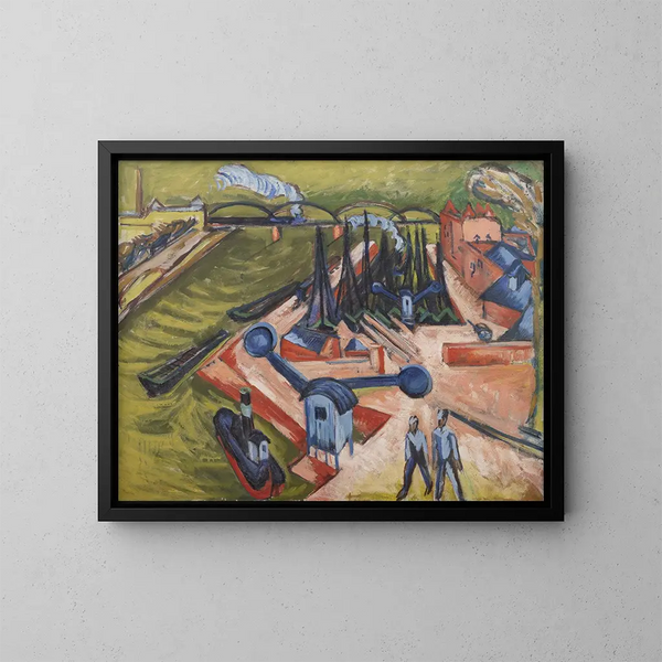 Puerta occidental en Frankfurt am Main - Ernst Ludwig Kirchner — cuadro enmarcado en la pared