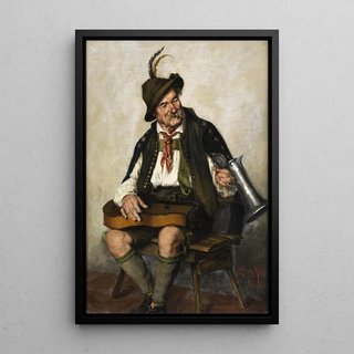 Ernst Mller - Zitherspieler mit Bierkanne.webp