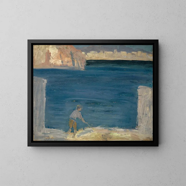 En el puerto de Palma de Mallorca - Ernst Schiess — cuadro enmarcado en la pared