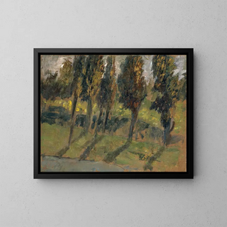 Ernst Schiess - Herbstliche Bume an Wasserlauf.webp