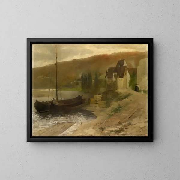 Landscape by the Main River - Ernst Schiess — framed artwork on a wall