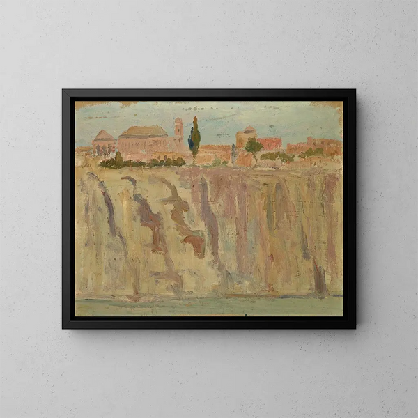 Toledo on the Tagus River - Ernst Schiess — framed artwork on a wall