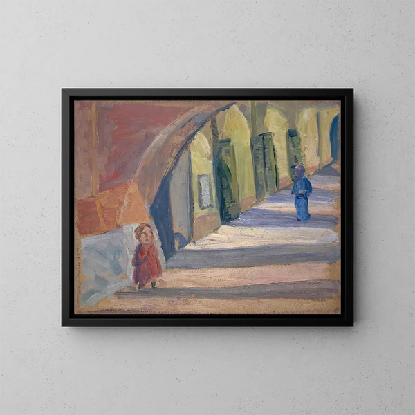 Bajo los arcos - Ernst Schiess — cuadro enmarcado en la pared