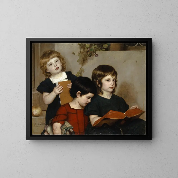 Servicio religioso para niños - Ernst Stückelberg — cuadro enmarcado en la pared
