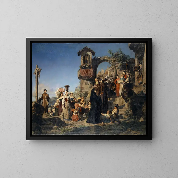 La fiesta de Santa María en las montañas sabilinas - Ernst Stückelberg — cuadro enmarcado en la pared