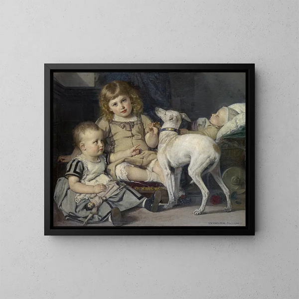 Los niños del artista - Ernst Stückelberg — cuadro enmarcado en la pared