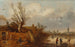 de Cottages y río helado - Esaias van de Velde — vista de la obra