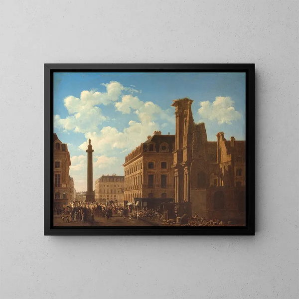 El lugar Vendôme y la calle de Castiglione con las ruinas de la iglesia de los Feuillants - Étienne Bouhot — cuadro enmarcado en la pared