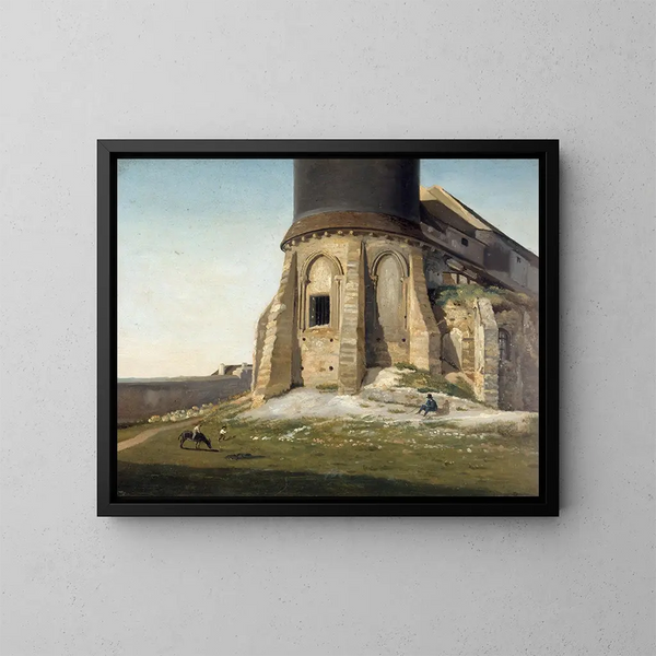 La iglesia de Montmartre con la torre del telégrafo Chappe - Étienne Bouhot — cuadro enmarcado en la pared