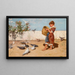 Alimentar a las palomas - Ettore De Maria Bergler — cuadro enmarcado en la pared