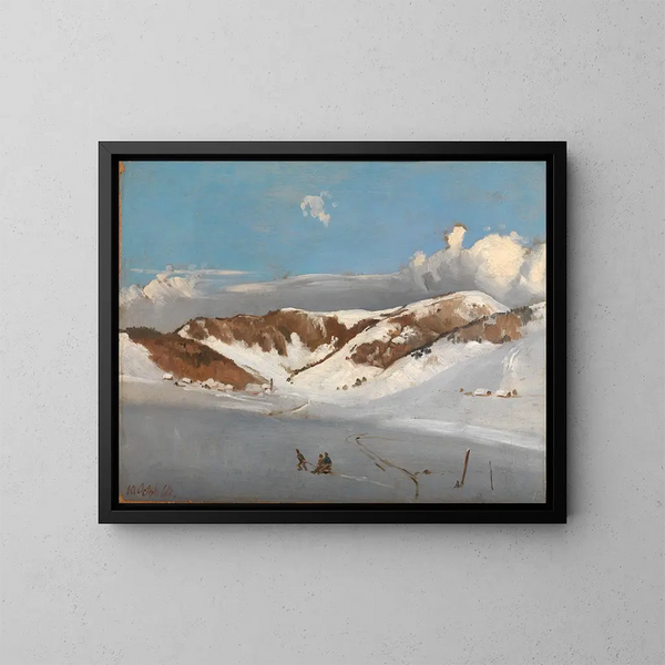 Le Herzogenhorn dans la neige fraîche - Eugen Bracht — framed artwork on a wall