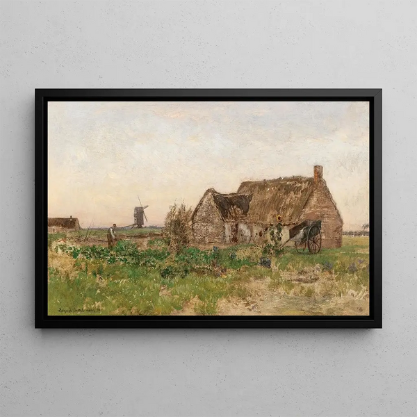 Eugen Jettel - Bauernhuser mit Windmhle.webp