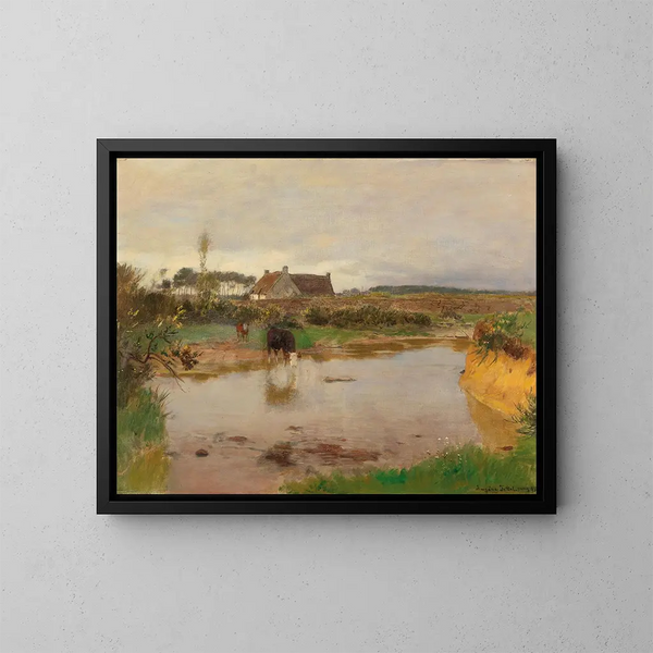 Paisaje fluvial con Khen - Eugen Jettel — cuadro enmarcado en la pared