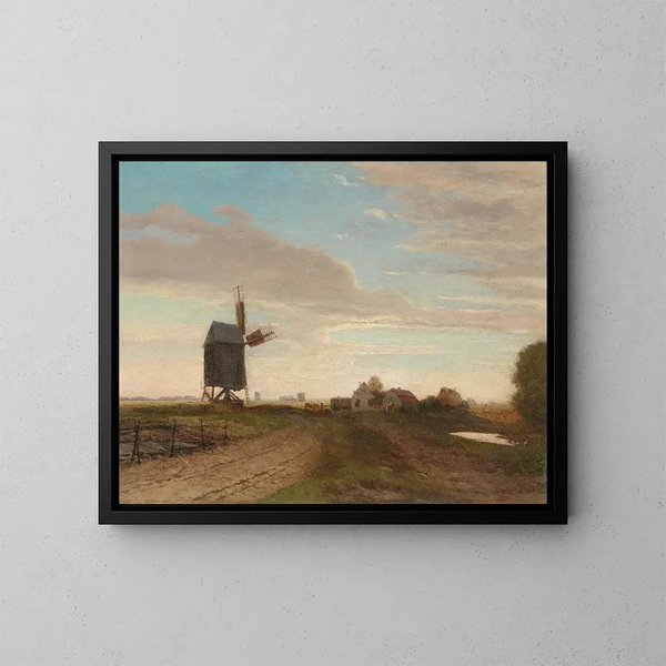 Paisaje con molino de viento - Eugen Jettel — cuadro enmarcado en la pared