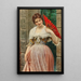 A young woman with a red fan - Eugen von Blaas — framed artwork on a wall