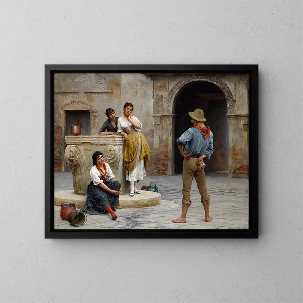 Flirtation - Eugen von Blaas — framed artwork on a wall