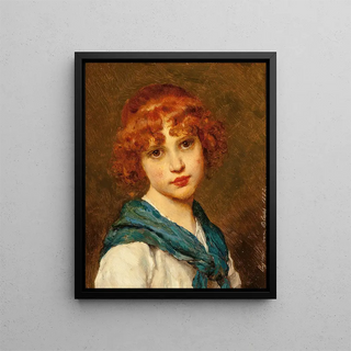 Eugen von Blaas - Girl with a blue scarf.webp
