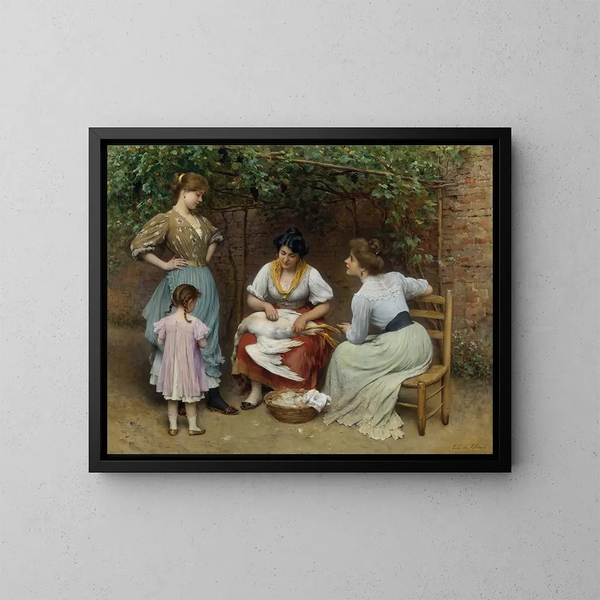 Plumer l'oie - Eugen von Blaas — cuadro enmarcado en la pared