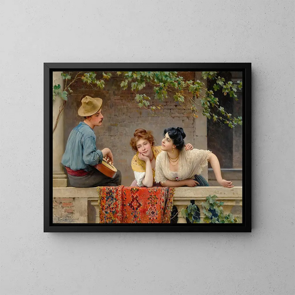 El mandolinista - Eugen von Blaas — cuadro enmarcado en la pared
