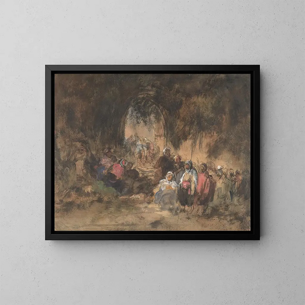 Arabes en reposo - Eugenio Lucas Velázquez — cuadro enmarcado en la pared