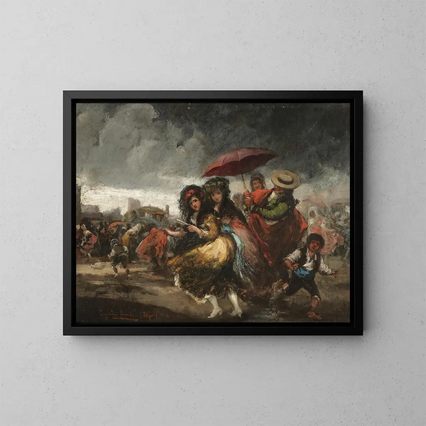 Corrida suspendue par la pluie - Eugenio Lucas Villamil — framed artwork on a wall