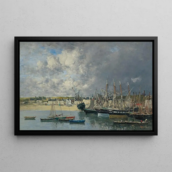 Bateaux ancrés dans le port de Portrieux - Eugène Boudin — cuadro enmarcado en la pared