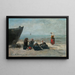 Berck Fisherwomen watching the return of the boats - Eugène Boudin — framed artwork on a wall