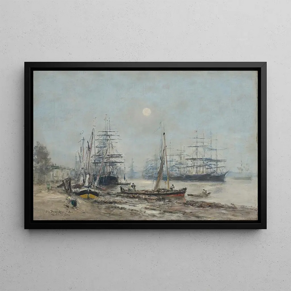 Bordeaux Tres-Mástiles en el puerto - Eugène Boudin — cuadro enmarcado en la pared