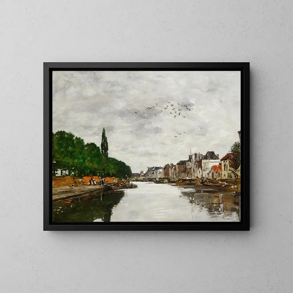 Canal en los alrededores de Bruselas - Eugène Boudin — cuadro enmarcado en la pared