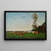 Cottage and Pasture on the Banks of the Touques - Eugène Boudin — framed artwork on a wall