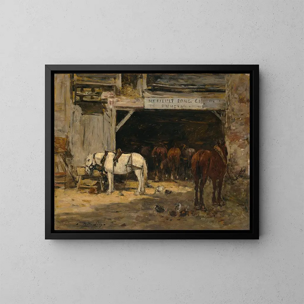 de la corte y la curia de un arrendador - Eugène Boudin — cuadro enmarcado en la pared