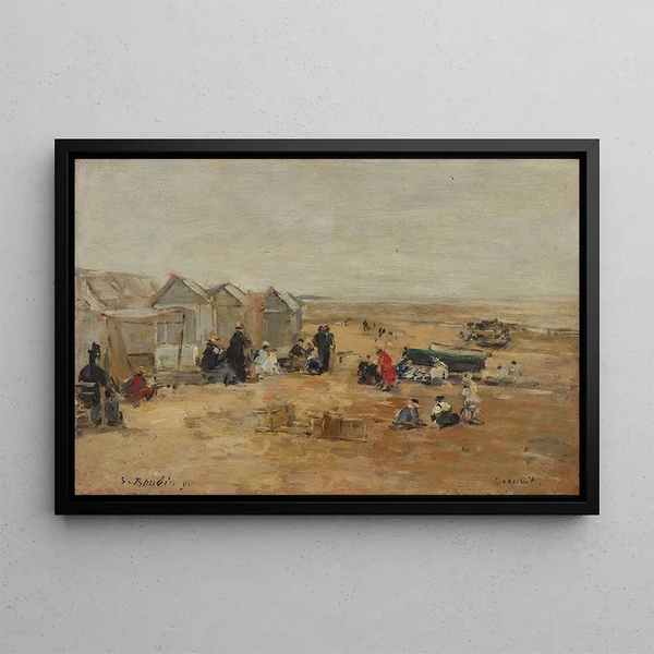 Deauville Escena de playa - Eugène Boudin — cuadro enmarcado en la pared