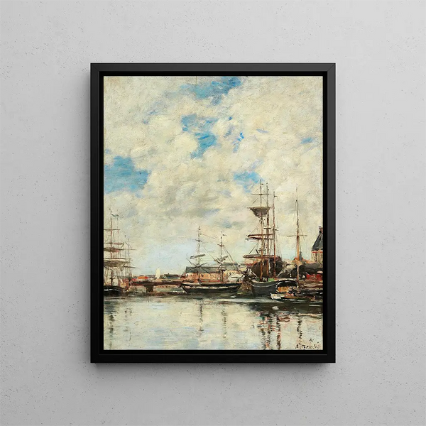 Dunkerque veleros muelle - Eugène Boudin — cuadro enmarcado en la pared