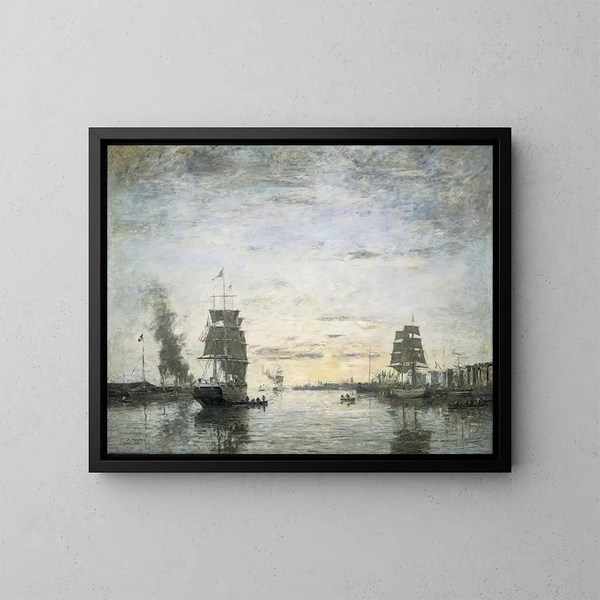 Entrada del puerto, Le Havre - Eugène Boudin — cuadro enmarcado en la pared