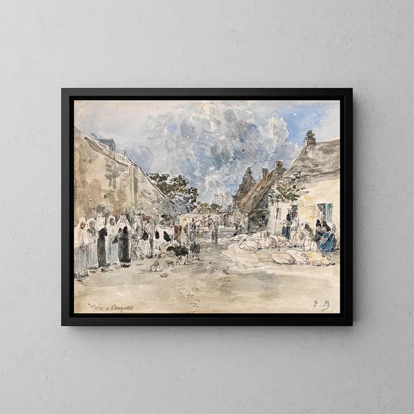 Foire de Plougastel - Eugène Boudin — framed artwork on a wall