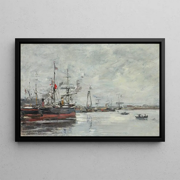 Le Havre, el puerto - Eugène Boudin — cuadro enmarcado en la pared