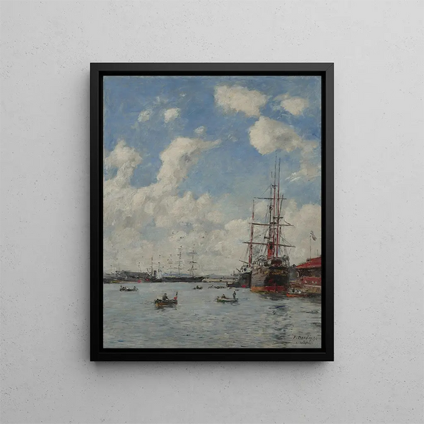 Le Havre el puerto del Eure - Eugène Boudin — cuadro enmarcado en la pared