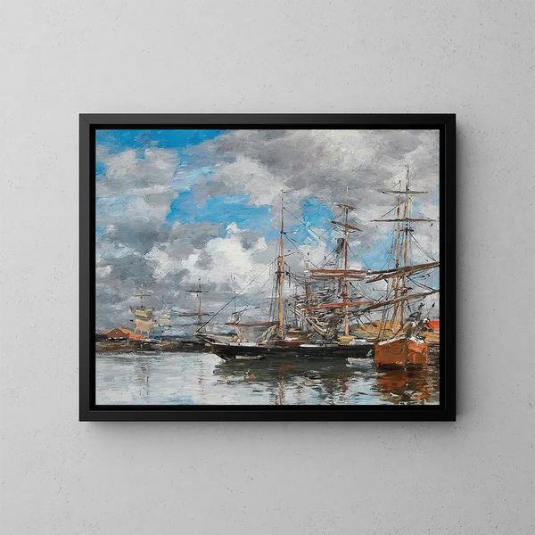 El estanque de Deauville - Eugène Boudin — cuadro enmarcado en la pared