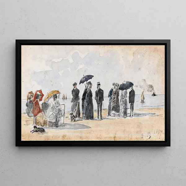 Las Crinolinas - Eugène Boudin — cuadro enmarcado en la pared
