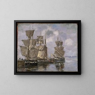 Navíos en el puerto de Honfleur - Eugène Boudin — cuadro enmarcado en la pared