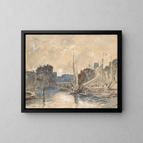 Puerto de Róterdam - Eugène Boudin — cuadro enmarcado en la pared