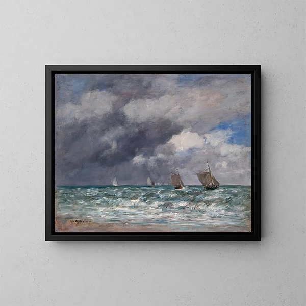 Bateaux a vela cerca de Trouville - Eugène Boudin — cuadro enmarcado en la pared