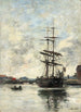 Barco en la Touques - Eugène Boudin — vista de la obra