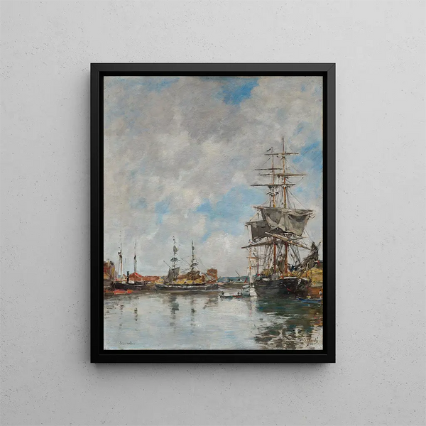 El estanque de Deauville - Eugène Boudin — cuadro enmarcado en la pared
