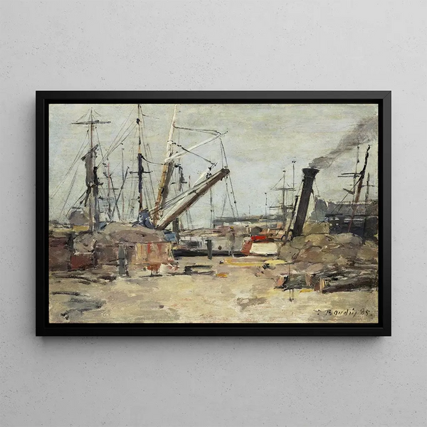 Los barcos de pesca - Eugène Boudin — cuadro enmarcado en la pared