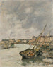 Trouville Painting, the port, low tide - Eugène Boudin — artwork view