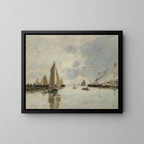 Trouville, los muelles en marea alta - Eugène Boudin — cuadro enmarcado en la pared