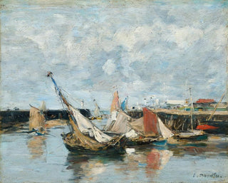 Barcas en Trouville, marea baja - Eugène Boudin — vista de la obra