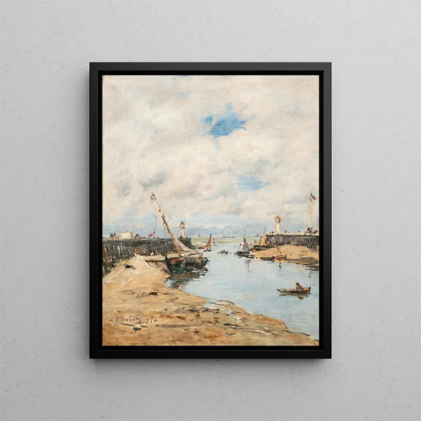 Trouville, el bergantín encallado - Eugène Boudin — cuadro enmarcado en la pared